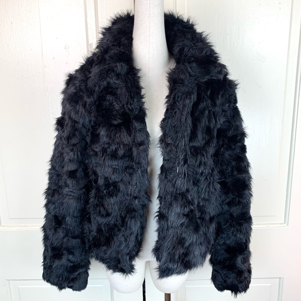 NEW! Lilac Dream Faux Fur Jacket Black Size Large